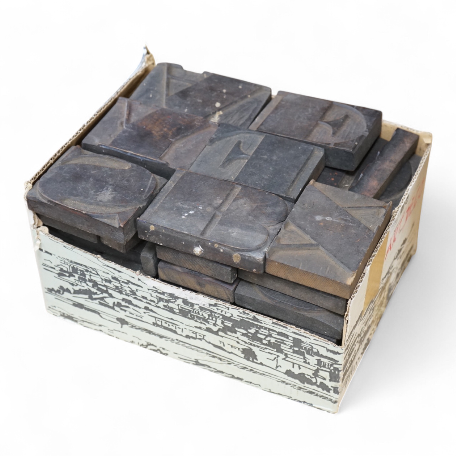 A quantity of wood printing blocks